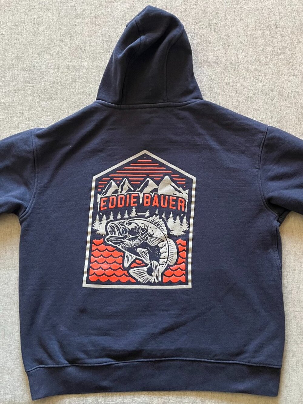 Eddie Bauer Pullover Sweatshirt Hoodie Men M Blue Fishing Outdoor Outfitters